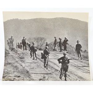 1969 US Army Troops Patrolling Road with Korean Troops Photo 8x10"